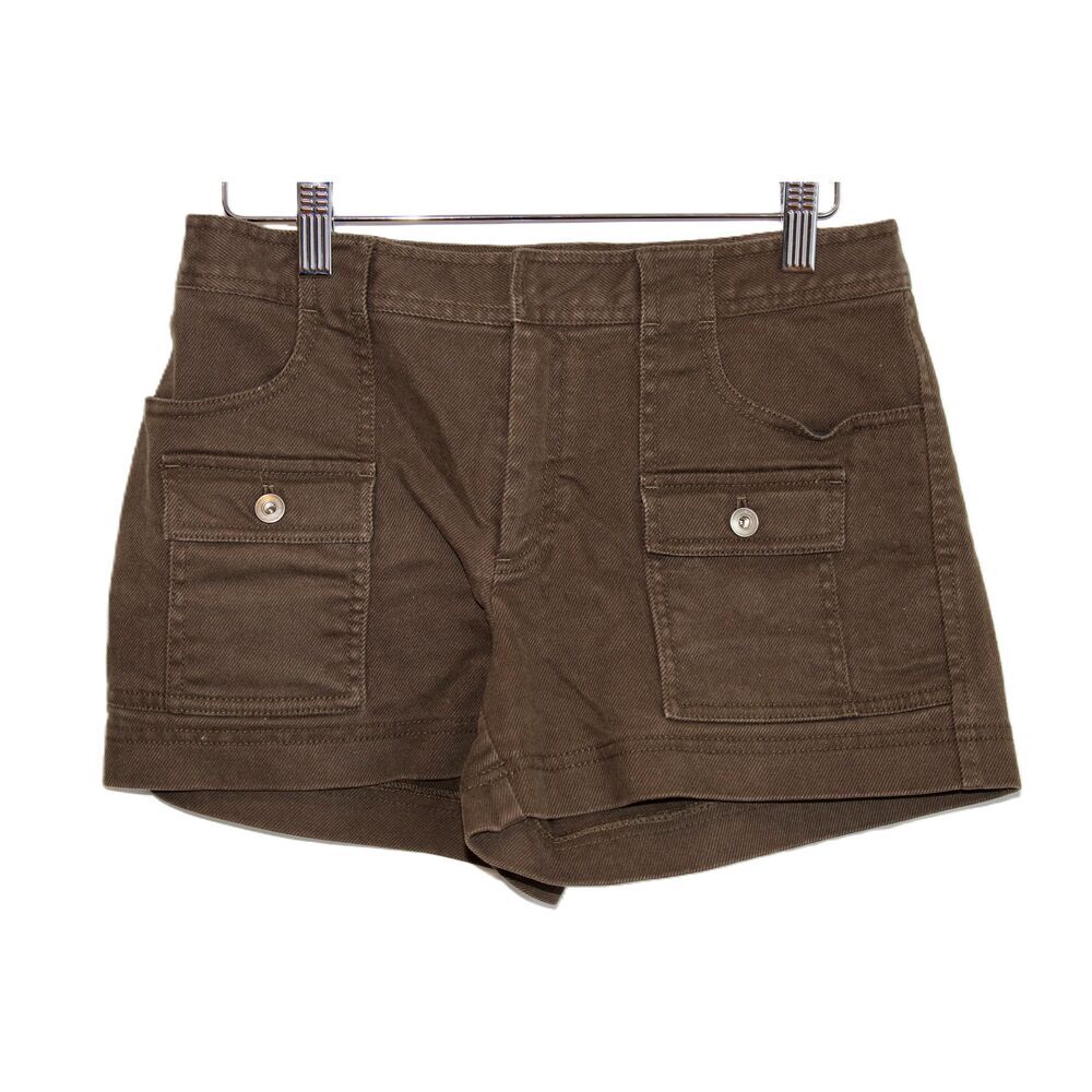 Womens J.Crew City Fit Brown Cotton Blend Pockets Denim Cargo Shorts Size 2
